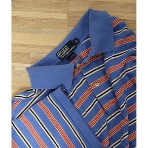 Polo Ralph Lauren Men's Size 3XL Short Sleeve Polo Shirt, Blue Striped